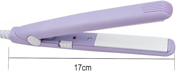 Mini Hair Straightener, 2 in 1 Mini Curling Iron Portable Travel Hair Straightener Heating Curler Hair Styling Tool for Short Hair，Home or Salon (Purple)