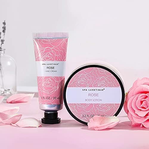 Spa Luxetique Gifts for Women, Bath and Body Gifts Set 6pcs Gift Baskets Rose Bath Sets for Women Valentine's Day Gifts for Her