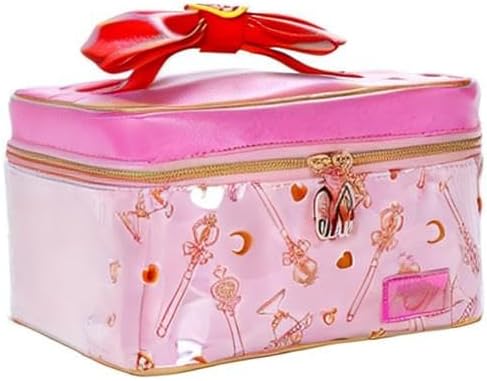 AngelReally Girl Makeup Bag, Cosmetic PU Leather Makeup Bag Portable Travel Cosplay Makeup Bag Organizer Storage Bag Cartoon for Girls Women