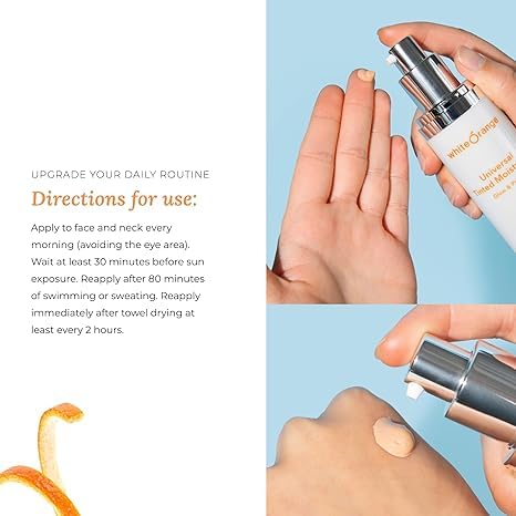 White Orange Premium Tinted Moisturizer with SPF 44 Universal Tint All-in-One Mineral/Physical Face Sunscreen for All Skin Types Broad Spectrum Protection Against UVA/UVB Dermatologist Tested, 3PK