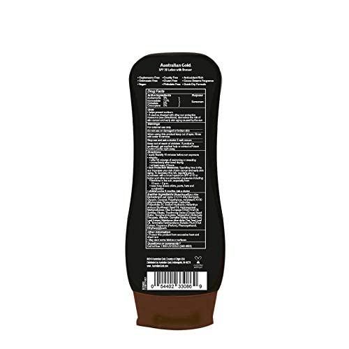Australian Gold Sunscreen Lotion with Instant Bronzer, Broad Spectrum, Water Resistant, Non-Greasy, Oxybenzone Free, Cruelty Free, SPF 30, Coconut, 8 Fl Oz (A70902) (Pack of 3)