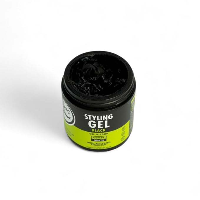 Rolda Black Styling Hair Gel - Medium To Strong Hold With Medium Shine For a Wet Slicked Back Look With All Day Hold - Activated Black Charcoal Covers Grey Hair Instantly 35.2oz