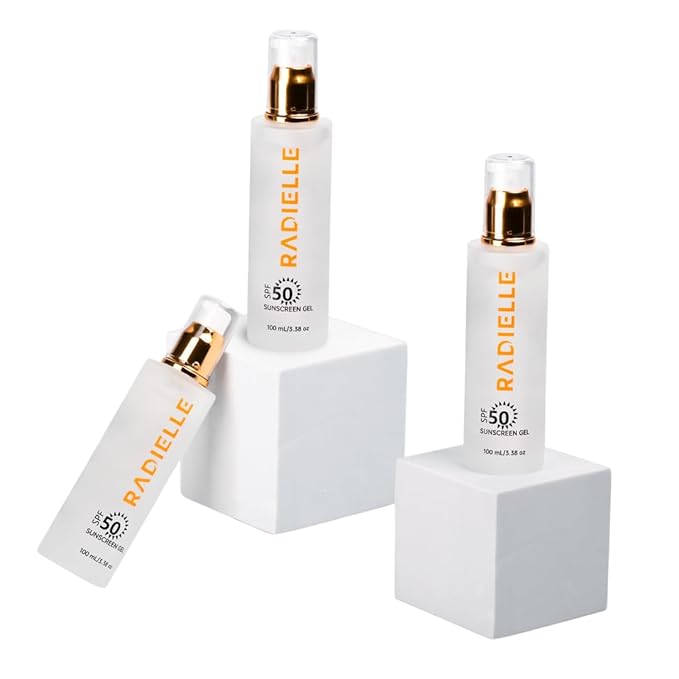 Radielle SPF 50 Sunscreen Gel, Clear, Lightweight Formula with Green Tea, Aloe Vera, Carrot Seed Extract, 3.38 oz