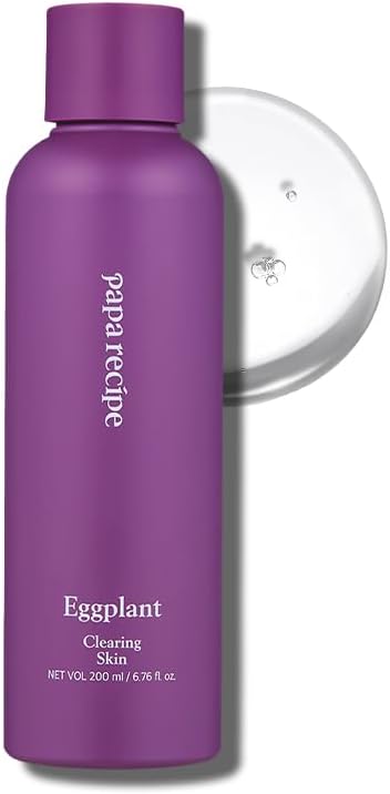Papa Recipe Eggplant Clearing Skin(6.76fl oz/200ml) - Lupeol Moisturizing Toner for Face, Deep Hydration & Soothing with Eggplant Extract, Suitable for Combination & Dry Skin, Korean Skin Care