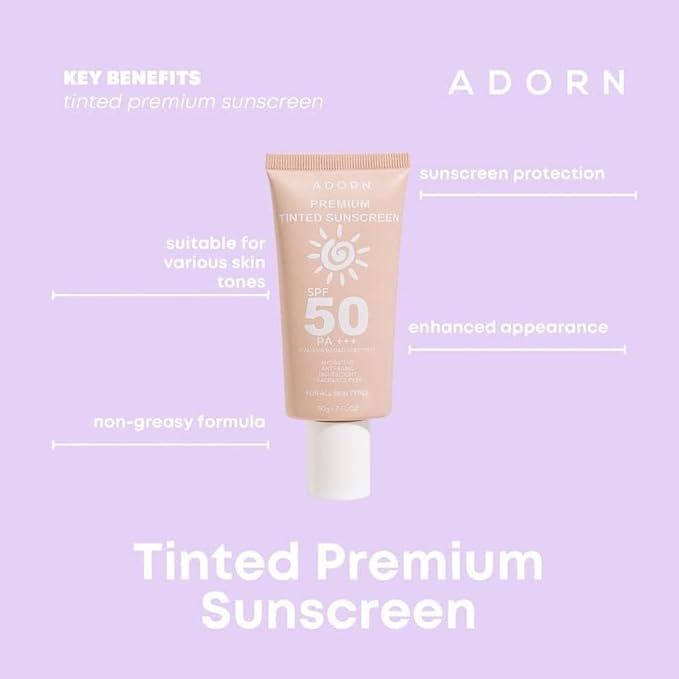 Generic Adorn Premium Sunscreen and Tinted Sunscreen, 50ml Each, 0.88 Ounce (Pack of 2)