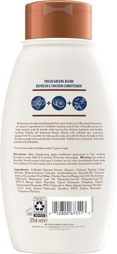 Aveeno Fresh Greens Blend Natural Volumizing Conditioner, Cucumber, Rosemary, for Fine Hair, 12 fl oz (Pack of 2)