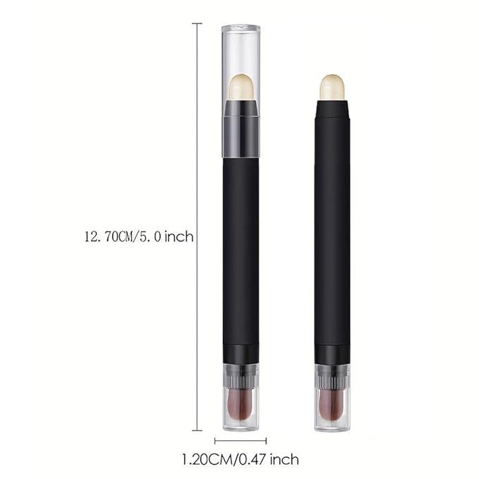 Shimmer Eyeshadow Stick –Champagne Beige Dual-Ended Creamy Pearl Eye Shadow Pencil with Built-In Smudger, Waterproof Long-Lasting High Pigment Eye Makeup for Smooth Glide 02#