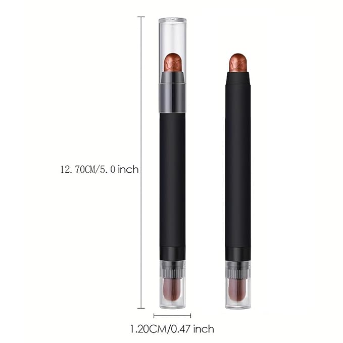 Shimmer Eyeshadow Stick –Warm Amber Dual-Ended Creamy Pearl Eye Shadow Pencil with Built-In Smudger, Waterproof Long-Lasting High Pigment Eye Makeup for Smooth Glide 05#