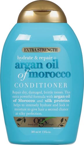 OGX Brand Extra Strength Hydrate & Repair Conditioner, 13 Fl Oz (Pack of 2), Infused with Cold-Pressed Argan Oil of Morocco for Dry, Damaged Hair, Paraben-Free, Sulfate-Free Surfactants
