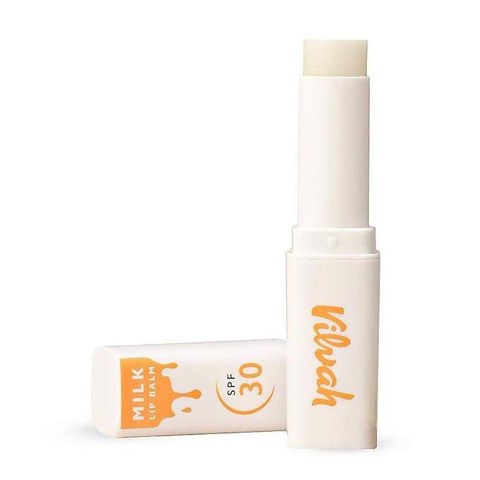 Vilvah STORE Milk Lip Balm SPF30 treats pigmentation and sun Damage UVA & UVB Protection for Both men and women suitable For All Skin Types