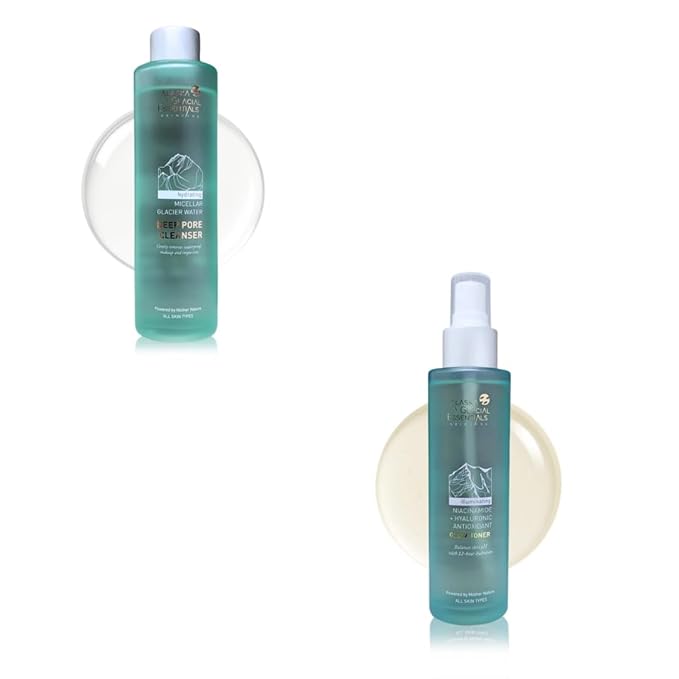 Alaska Glacial Double Cleanse + Glow Hydration Set – Micellar Cleanser + Niacinamide Toner