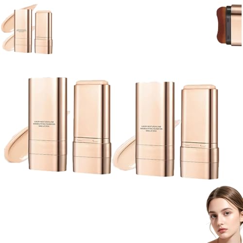 Luminous Dual-Ended Concealer Foundation Stick Korean 3 in 1, Double-Ended Stick Foundation, Flawless and Long-Lasting, Lightweight, Brightens, Long-Lasting for All Skin Types (#01+#02)