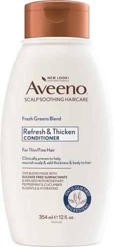 Aveeno Fresh Greens Blend Natural Volumizing Conditioner, Cucumber, Rosemary, for Fine Hair, 12 fl oz (Pack of 2)