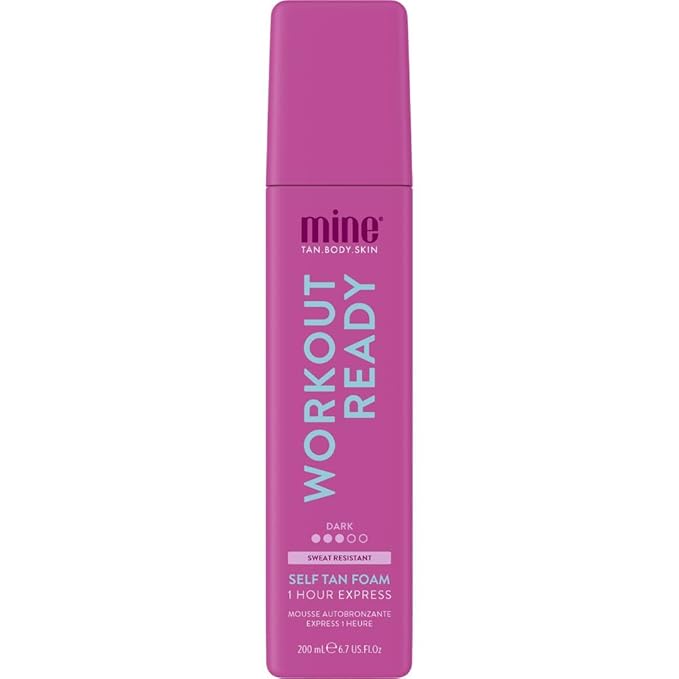 Minetan Workout Ready Self Tan Foam | Tanning Treatments Collection - Super Dark Skin Finish, Sweat Proof, Transfer Free, 1 Hour Express Mousse, Face & Body Fake Tanner, Ultra Deep Glow, 6.7 Fl Oz