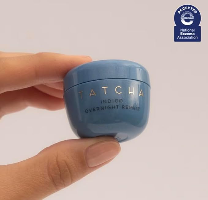 Tatcha Indigo Overnight Repair, Travel-Sized | Mini Redness Reducing, Barrier Reparing Cream - Calm Irritation and Improve Skin Barrier for Sensitive and Eczema-Prone Skin | 15 ml / 0.5 fl. oz.