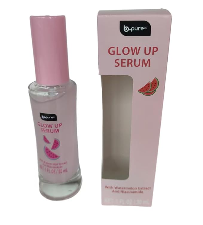 Glow Up b.pure Revitalizing Hydrating Night Cream-Watermelon Toner, Serum, Night Moisturizer & Biodegradable Niacinamide Capsules – Full Hydration No Alcohol-Set 4 Count