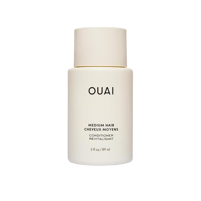 OUAI Medium Conditioner Travel Size - Hydrating Hair Conditioner with Coconut Oil, Babassu Oil, and Keratin - Strengthens, Repairs and Adds Shine - Paraben and Phthalate Free Hair Care Products (3 Oz)