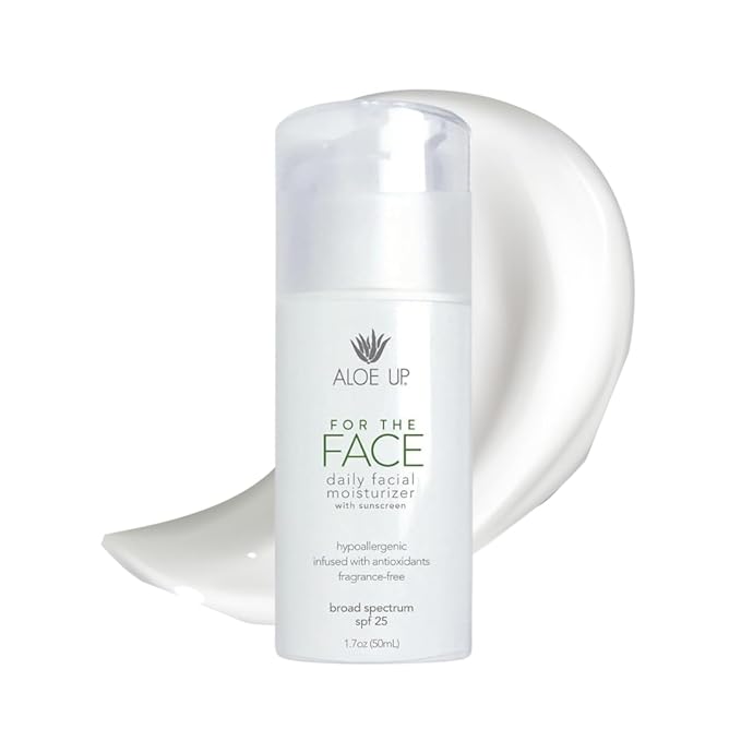 Aloe Up White Collection Sunscreen Spray SPF 50, White Collection Sunscreen Lotion SPF 30, After Sun Light Moisturizer, and SPF 25 For the Face Daily Moisturizer Sunscreen - Suncare Bundle - 4 Items