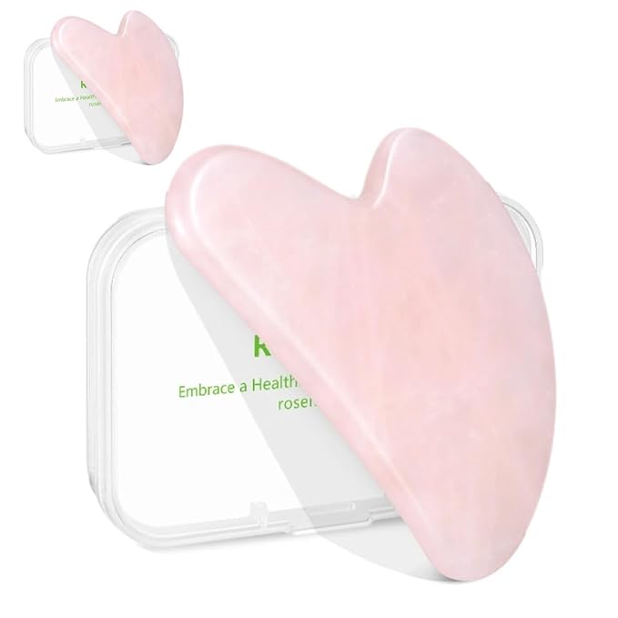 Rosenice Gua Sha Facial Tool: 2 Pcs Jade GuaSha Stone Massager for Women Face Sculpting, Puffiness Reduction, Jawline Definition