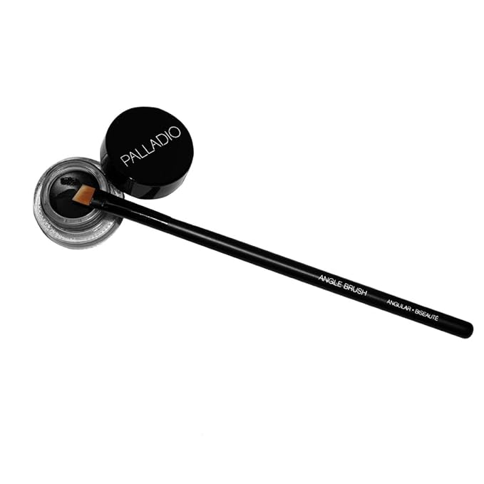 Palladio Angle Liner Brush, Tapered Makeup Brush, Precise Definition, Short, Stiff Brush, Perfect Detail, Flawless Straight Lines, Smooth Finish, Synthetic Natural Bristles, Comfortable Grip