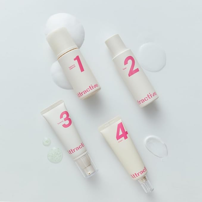 Age Routine Box Attractive 20s | Moisture | Korean K-Beauty Glass Skin Plump Glow | Panthenol, Centella Asiatica Extract, and Hyaluronic Acid | Cleanser-Toner-Essenece-Cream 4step homecare routine box