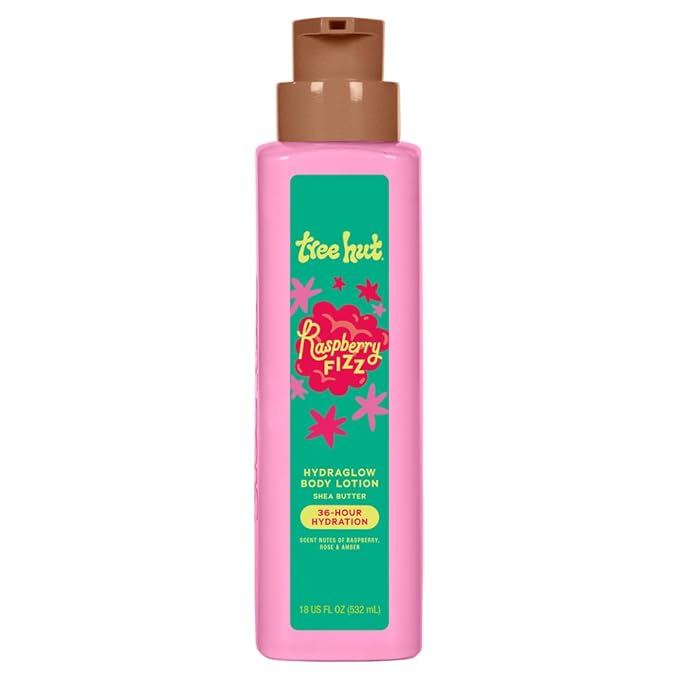 Tree Hut Hydraglow Body Lotion Raspberry Fizz, Hydrating & Nourishing Daily Moisturizer for Smooth, Radiant Skin, Lightweight Fast-Absorbing Formula, 18 fl oz
