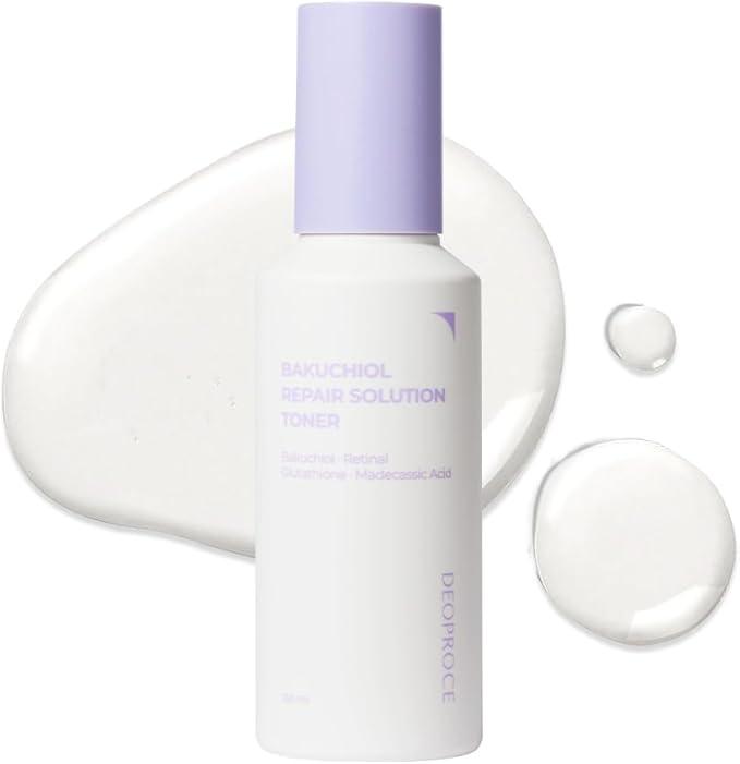 Deoproce Bakuchiol Repair Solution Toner – Korean Anti-Aging, Hydrating & Skin-Smoothing Face Toner with Retinal, Glutathione & Madecassoside – 150ml