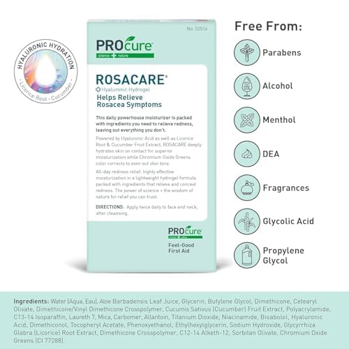 PROcure Rosacare CC Hydrogel 2 fl oz – Color-Correcting Redness Relief Gel with Hyaluronic Acid, Cucumber & Licorice Root for Sensitive Skin