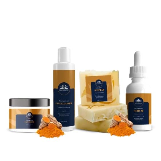 Ultimate Glow Turmeric Skincare Kit, 5 Pieces, Cleanser, Toner, Serum, Face Cream, Bar Soap