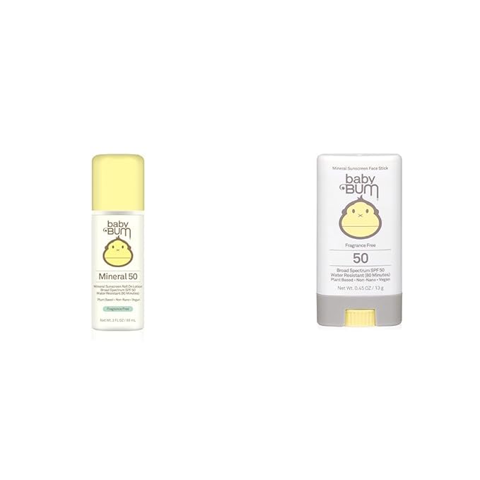 Baby Bum Mineral SPF 50 Roll-On Sunscreen Bundle with Sun Bum Baby SPF 50 Sunscreen Stick