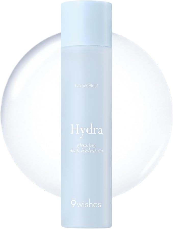 9wishes Hydra Ampule Toner Nano Plus+, Hyaluronic Acid Facial Treatment, Lightweight Hydrating Korean Skincare for Skin Hydration and Smoothing Care, 150ml / 5.07 fl oz