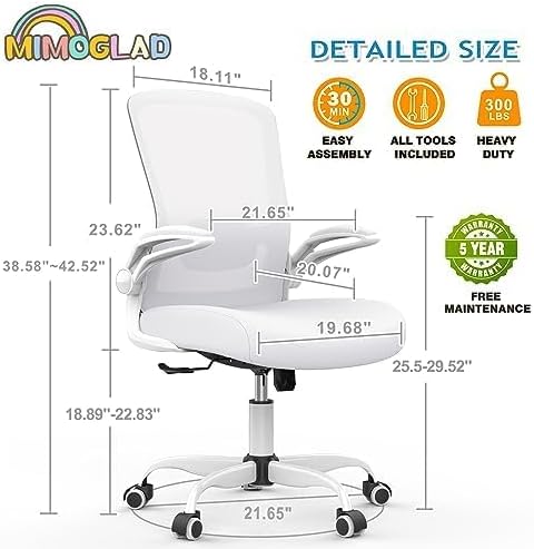 Mimoglad Ergonomic High Back Mesh Office Chair, Adjustable Lumbar Support, Thickened Seat Cushion