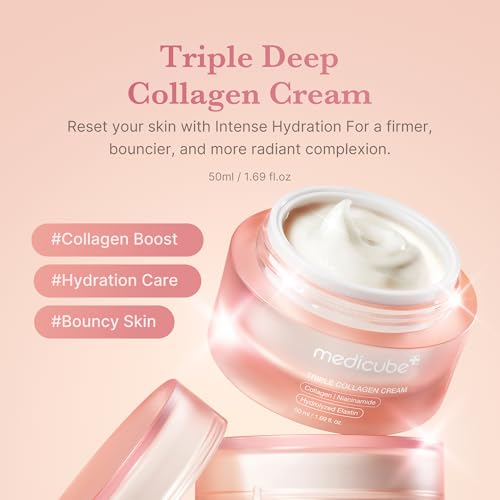 medicube Triple Collagen Prep and Glow Duo: Triple Collagen Cream and Triple Collagen Toner | Hyaluronic Acid, Premium Elastin for Boosting Skin's Moisture Barrier | Korean Skincare