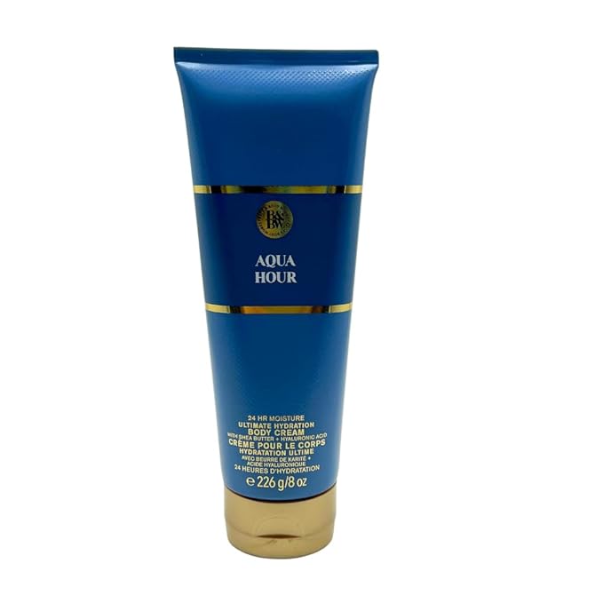 Bath & Body Works AQUA HOUR Fine Fragrance Mist, Ultimate Hydration Body Cream & Body Wash 3-piece Gift Set with a Red Bow for Holidays - Full Size