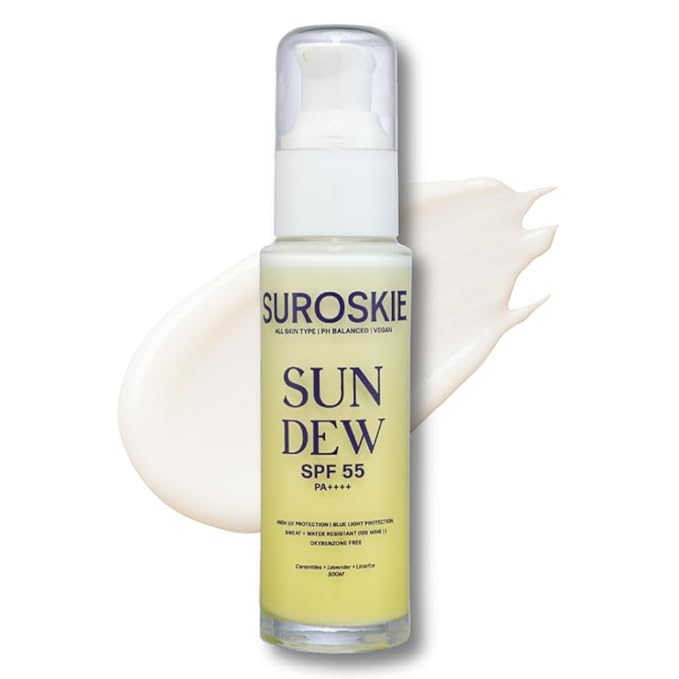 Sun Dew SPF 55 PA++++ Sunscreen, Water-Resistant, Lightweight Formula with Lavender and Niacinamide, 50ml