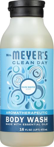 Mrs. MEYER'S CLEAN DAY Moisturizing Body Wash for Women and Men, Shower Gel Formula Made with Essential Oils, Rain Water, 16 oz (Pack of 2)