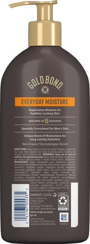 Gold Bond Ultimate Men's Essentials Hydrating Lotion, 14.5 oz., Everyday Moisture for Dry Skin, (Pack of 2)