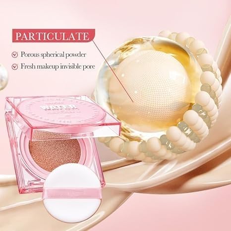 Glow Cushion Foundation Makeup, Jelly Cushion Foundation Pink Hydrating,Long-Lasting, Double Coverage, Cleanbeauty, Lightweight, Flawless