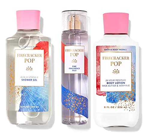 Bath and Body Works 3 Piece Set Firecracker Pop Shower Gel, Body Lotion, Fine Fragrance Mist