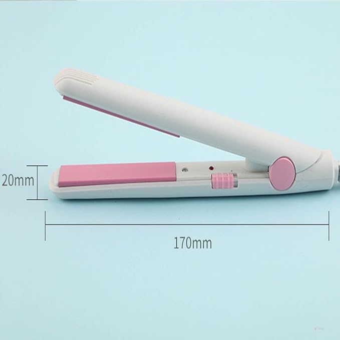 Mini Hair Straightener, 2 in 1 Mini Curling Iron Portable Travel Hair Straightener Heating Curler Hair Styling Tool for Short Hair，Home or Salon (White)