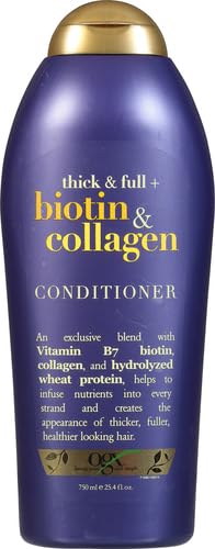 OGX Thick & Full + Biotin & Collagen Volumizing Conditioner, Nutrient-Infused Conditioner + Vitamin B7 Biotin Gives Hair Volume & Body for 72+ Hours, Sulfate-Free Surfactants, 25.4 fl. oz (Pack of 2)