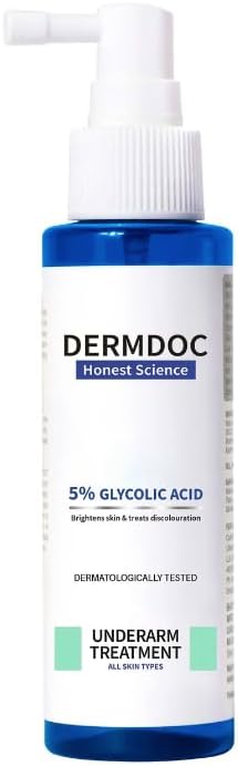 DERMDOC 5% Glycolic Acid Underarm Spray (100ml) | Multipurpose Exfoliating Toner | 3.38 Fl oz