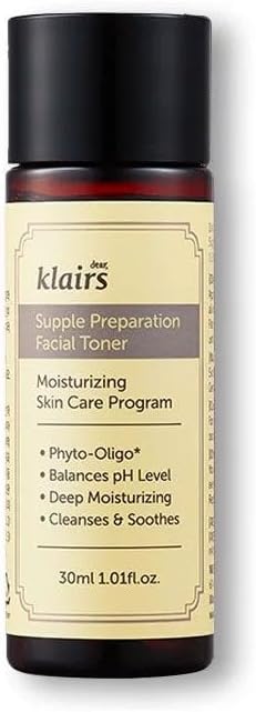 DearKlairs Supple Preparation Facial Toner, pH Balance, Moisturizer, Korean Skincare, Non-Sticky, for Sensitive Skin Face, K-Beauty, 1.01 Fl Oz