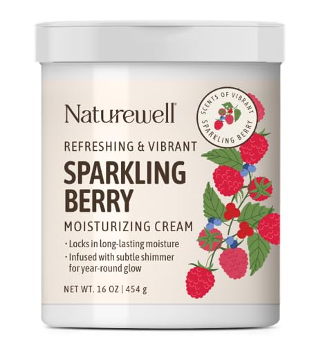 NATURE WELL Sparkling Berry Refreshing & Vibrant Body Cream Moisturizer, Infused with Natural Oils & Extracts, Non-Greasy, Lightweight, Helps Lock in Moisture, Infused with Subtle Shimmer, 16 Oz