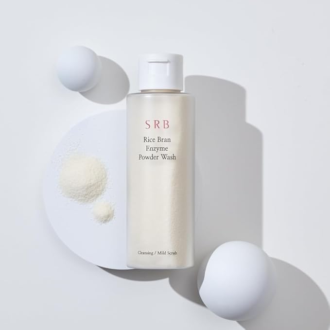 SRB Stabilized Rice Bran Enzyme Powder Wash - Exfoliating Face Wash with Enzymes for Sensitive and Acne Skin - Hydrating Collagen Rice Cleansing Powder (2.46oz)