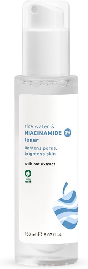 3% Niacinamide & Rice Water Face Toner | Alcohol-Free Toner for Oily Acne Prone Dry Combination Skin | Pore Tightening & Glowing Skin |Fades Blemishes, Brightens & Smoothens | Women & Men | 150ml