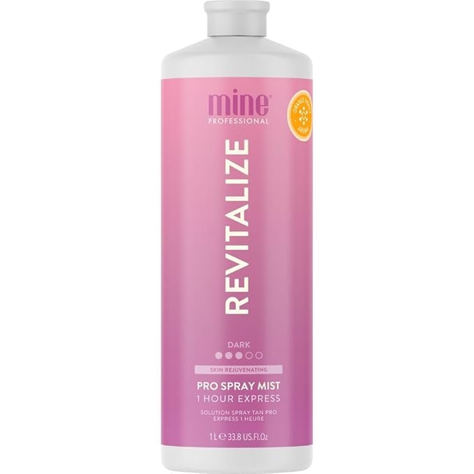 MineTan Spray Tan Solution | Revitalize - Fake Tanning Mist Best for Dark Bronzed Glow Skin Finish, Fast Drying, 1 Hour Express, Hydrating, Salon Professional Formula, Vegan, 33.8 Fl Oz