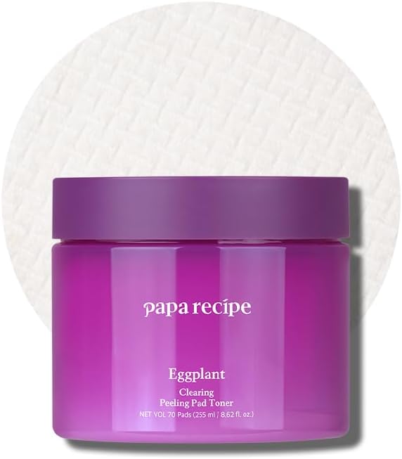Papa Recipe Clearing Exfoliating Toner Pads – Dual-sided Korean Skin Care Pads with 1,000ppm of Eggplant Extract, AHA BHA PHA - Exfoliates, Hydrates & Smooths Skin Texture for Sensitive Skin - 70ct