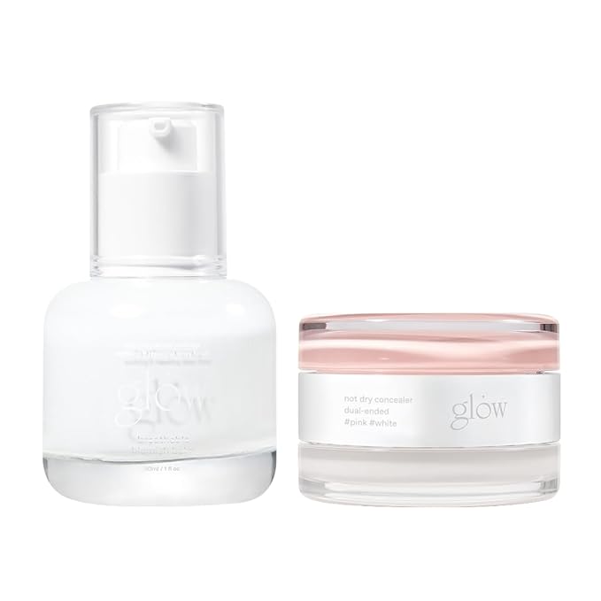 glow breathable blemish balm #white & not dry concealer #pink #white set | light-coverage bb cream & tinted moisturizer | covers under-eye circles & blemishes | 1 fl oz x 0.4 0z