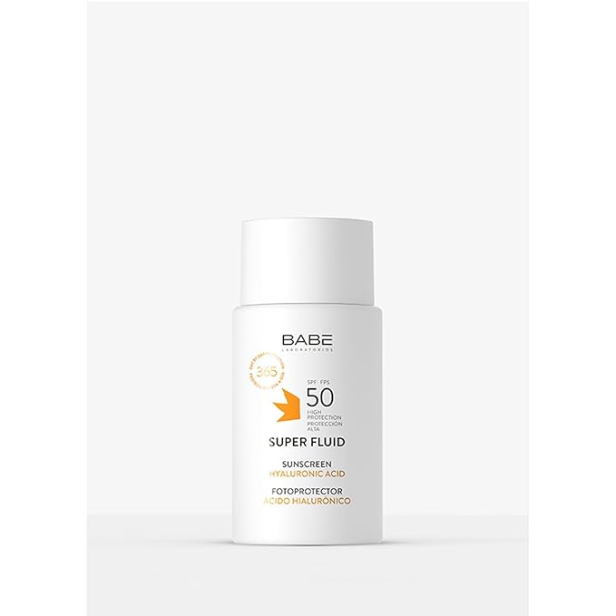 Babe Super Fluid Sunscreen SPF 50 – High Facial Sun Protection with Lightweight Texture | Broad Spectrum UVA/UVB | For Sensitive Skin | Non-Greasy & Fast Absorbing – 1.69 fl oz